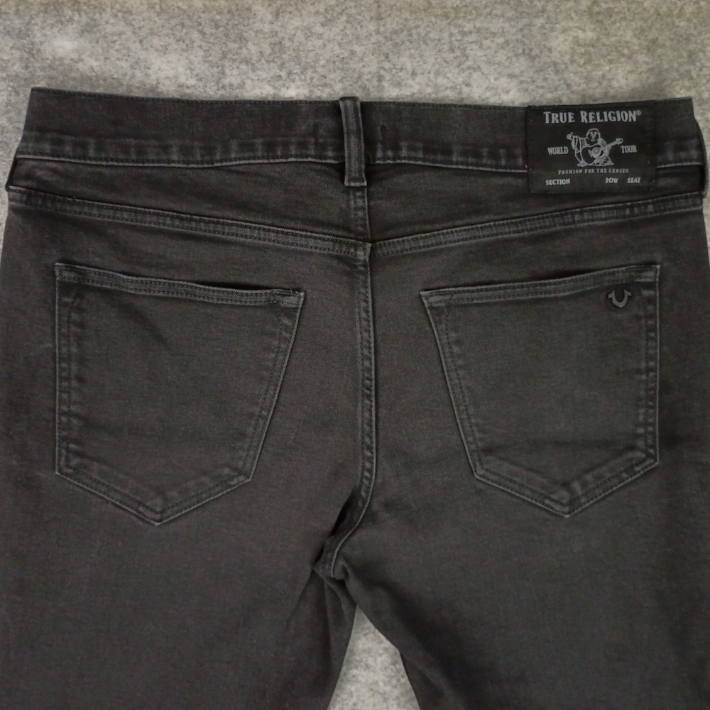 True Religion Mens 36 Rocco Relaxed Skinny Black Jeans Casual Stretch - Picture 7 of 14